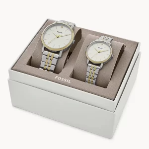 ست ساعت مچی عقربه ای زنانه و مردانه فسیل مدل Time Only